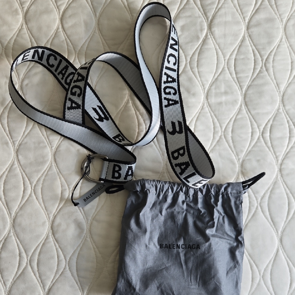 Balenciaga Black and White Logo Webbing Belt